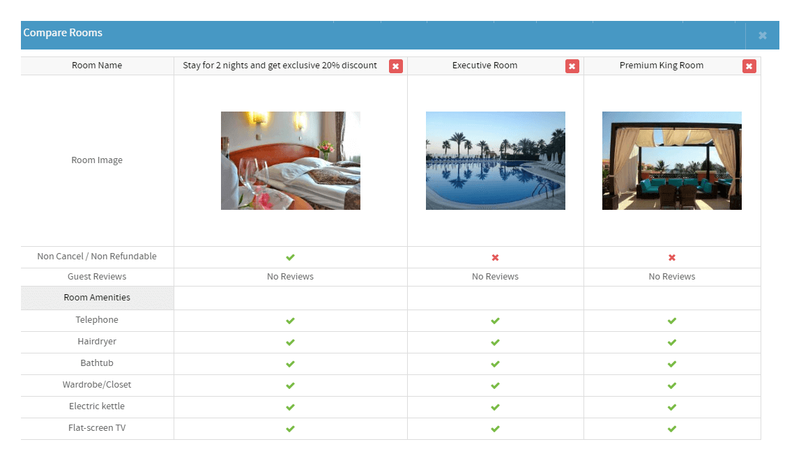 Compare Room Feature